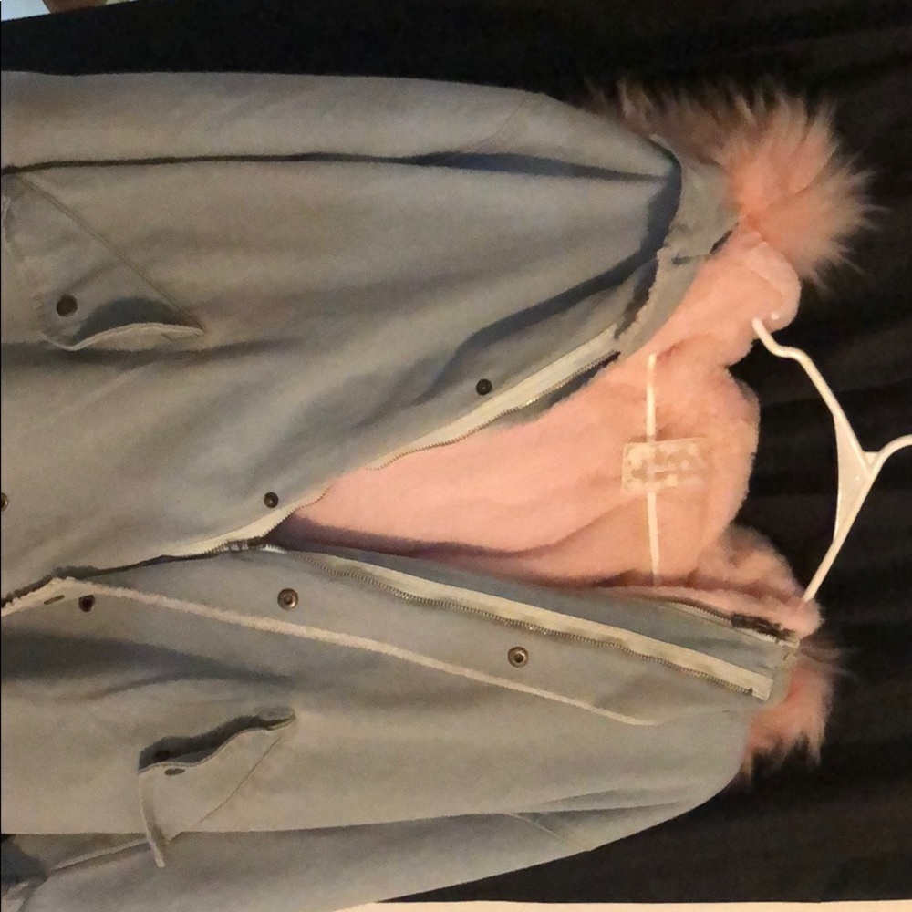 Beautiful Fur coat with putter lining jean jacket!